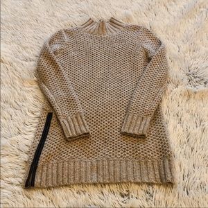 Banana Republic Tan Sweater Dress w/ Leather Zip